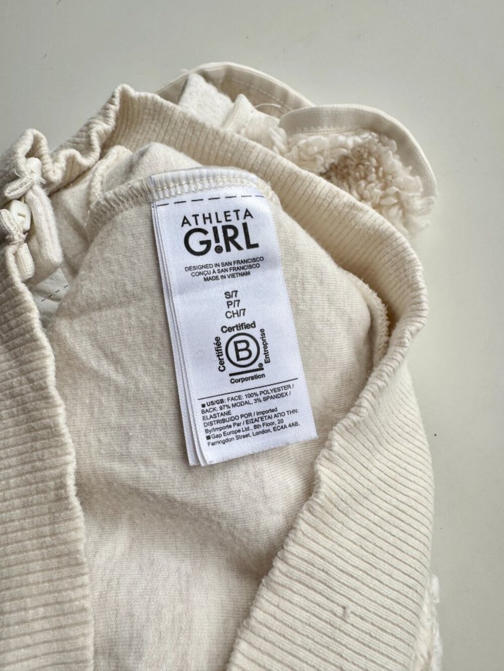 Girls' ATHLETA GIRL So Snug Ivory Sherpa Fleece Full Zip Hoodie, Size S/7 - Picture 12 of 14